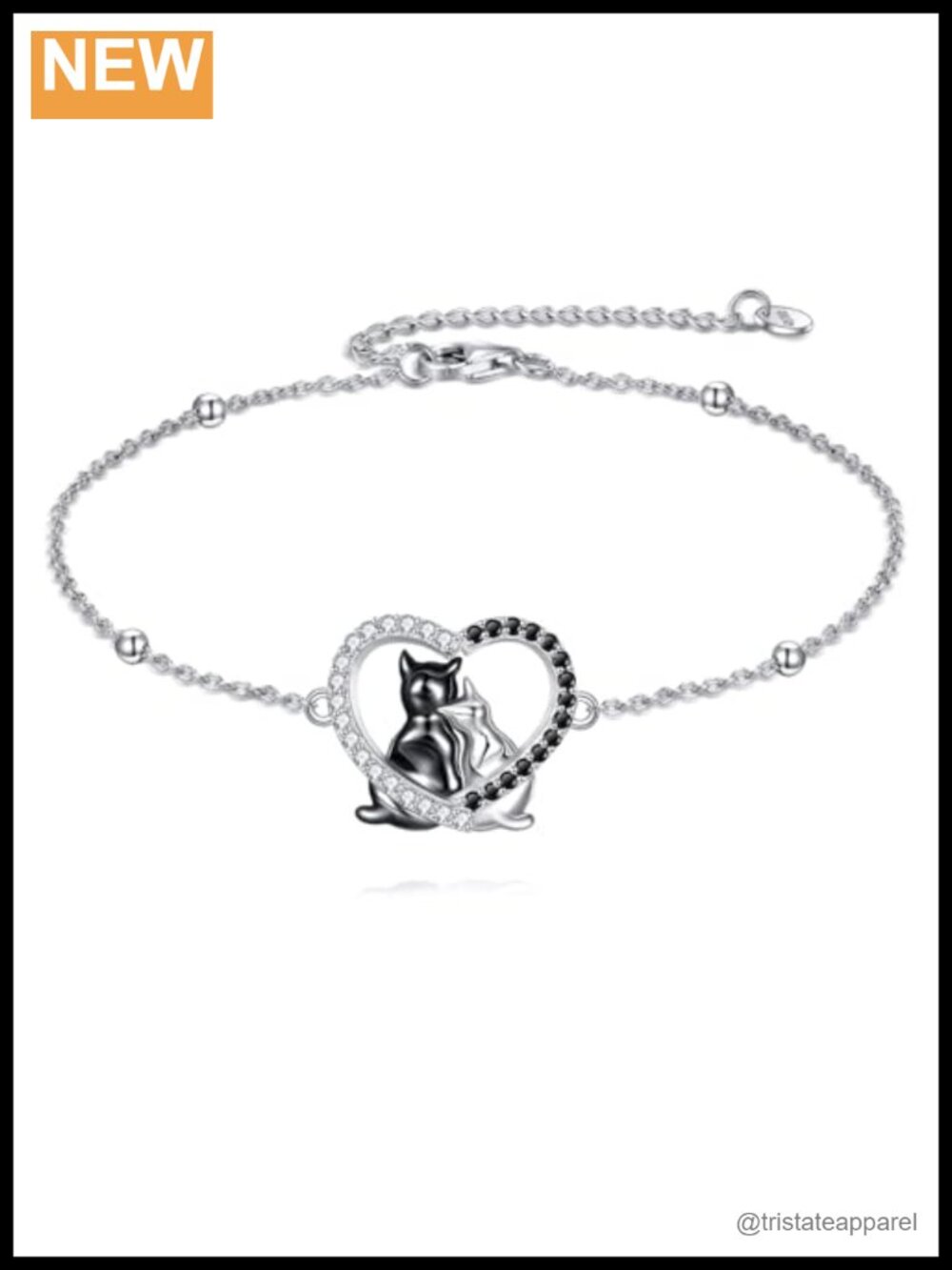 925 Sterling Silver Cat Bracelet Adjustable Link Women's Jewelry